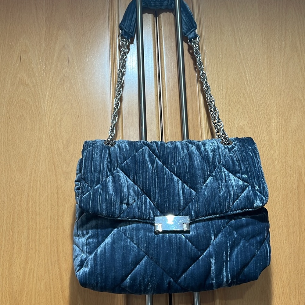 Zara Velvet/ Velor Euc Quilted Shoulder Bag